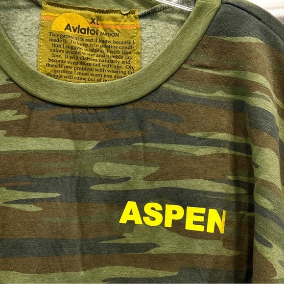 NWT Aviator Nation Palm Tree Festival Green Camo Crewneck Sweatshirt relaxed - Picture 13 of 14